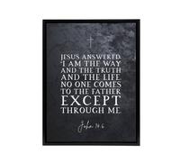 Artery8 John 14 6 Jesus I Am The Way Truth Bible Quote Framed Canvas Wall Art Print in Grey | Size: W12" x H16" Artery8 Grey W12" x H16"