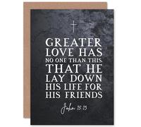 Artery8 John 15:13 Lay Down His Life For His Friends Christian Bible Verse Quote Scripture Typography Sealed Greeting Card Plus Envelope Blank inside