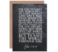 Artery8 John 3:16-17 Eternal Life Sent His Son To Save The World Christian Bible Verse Quote Scripture Typography Sealed Greeting Card Plus Envelope Blank inside