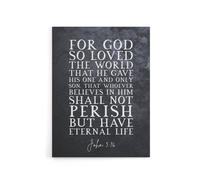 Artery8 John 3 16 For God So Loved The World Bible Quote Canvas Wall Art Print in Grey | Size: W24" x H32" Artery8 Grey W24" x H32"