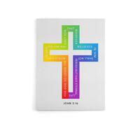 Artery8 John 3:16 God So Loved The World Colourful Cross Canvas Wall Art Print in White | Size: W24" x H32" Artery8 White W24" x H32"