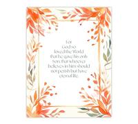 Artery8 John 3:16 God So Loved the World Quote Jesus Christ Christian Bible Faith God Verse Revelations Orange Flowers Artwork Extra Large XL Wall Art Poster Print