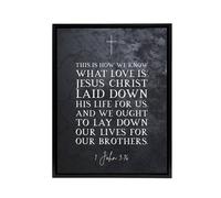 Artery8 John 3 16 Love Jesus Christ Bible Quote Framed Canvas Wall Art Print in Grey | Size: W24" x H32" Artery8 Grey W24" x H32"