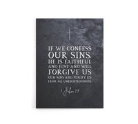 Artery8 John 9 Forgive Us Our Sins Bible Quote Canvas Wall Art Print in Grey | Size: W12" x H16" Artery8 Grey W12" x H16"