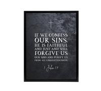 Artery8 John 9 Forgive Us Our Sins Bible Quote Framed Canvas Wall Art Print in Grey | Size: W24" x H32" Artery8 Grey W24" x H32"