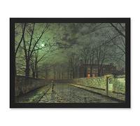 John Atkinson Grimshaw Moonlit Street Old Master Painting Artwork Framed Wall Art Print A4 Artery8 Black One Size