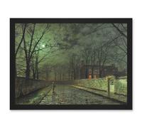 John Atkinson Grimshaw Moonlit Street Old Master Painting Artwork Framed Wall Art Print A4 Artery8 Black One Size