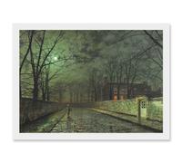 John Atkinson Grimshaw Moonlit Street Old Master Painting Artwork Framed Wall Art Print A4 Artery8 White One Size