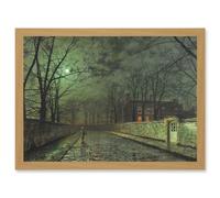 Artery8 John Atkinson Grimshaw Moonlit Street Old Master Painting Artwork Framed Wall Art Print A4