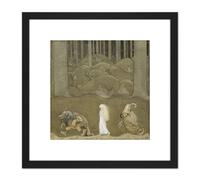 Artery8 John Bauer Among Trolls & Gnomes 8X8 Inch Square Wooden Framed Wall Art Print Picture with Mount in Black Artery8 Black