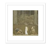 Artery8 John Bauer Among Trolls & Gnomes 8X8 Inch Square Wooden Framed Wall Art Print Picture with Mount in White Artery8 White