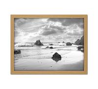 Artery8 John Beach Waves Black White Photo Artwork Framed Wall Art Print 18X24 Inch
