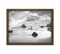 Artery8 John Beach Waves Black White Photo Artwork Framed Wall Art Print 18X24 Inch