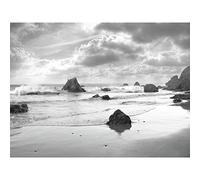 Artery8 John Beach Waves Black White Photo Large Wall Art Poster Print Thick Paper 18X24 Inch