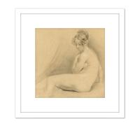 Artery8 John Constable Academy Study 1820 Painting 8X8 Inch Square Wooden Framed Wall Art Print Picture with Mount in White Artery8 White