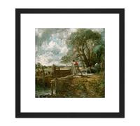 Artery8 John Constable English Sketch For A Boat Passing A Lock 8X8 Inch Square Wooden Framed Wall Art Print Picture with Mount in Black Artery8 Black