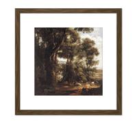 Artery8 John Constable Landscape With Goatherd & Goats 8X8 Inch Square Wooden Framed Wall Art Print Picture with Mount in Brown Artery8 Brown