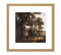 Artery8 John Constable Landscape With Goatherd & Goats 8X8 Inch Square Wooden Framed Wall Art Print Picture with Mount in Light Oak Artery8 Light Oak