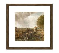 Artery8 John Constable Study Of A Boat Passing A Lock 8X8 Inch Square Wooden Framed Wall Art Print Picture with Mount in Brown Artery8 Brown