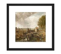 Artery8 John Constable Study Of A Boat Passing A Lock 8X8 Inch Square Wooden Framed Wall Art Print Picture with Mount in Black Artery8 Black