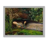 Artery8 John Everett Millais Ophelia Close Up A4 Artwork Framed Wall Art Print in Light Grey Artery8 Light Grey