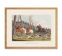 Wall Art Print John Heaviside Clark Fox Hunting Going Into Cover 1820 Hounds Horses Watercolour Painting Art Framed Artery8 Light Oak W12 inch x H16 inch