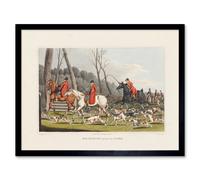Wall Art Print John Heaviside Clark Fox Hunting Going Into Cover 1820 Hounds Horses Watercolour Painting Art Framed Artery8 Black W12 inch x H16 inch