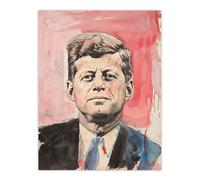 Artery8 John Kennedy JFK USA President Watercolour Man Cave Large Wall Art Poster Print Thick Paper 18X24 Inch