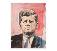 Artery8 John Kennedy JFK USA President Watercolour Wall Art Print in Red | Size: W24" x H32" Artery8 Red W24" x H32"