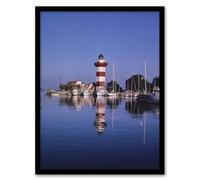 Artery8 John Margolies Harbourtown Lighthouse South Carolina Framed Art Print in Blue | Size: A4 Artery8 Blue A4