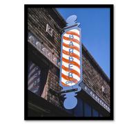 Artery8 John Margolies Retro Barbershop Sign Photograph Framed Wall Art Print | Size: A4 Artery8 Multicolor A4