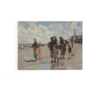 Artery8 John Singer Sargent Fishing For Oysters Canvas Wall Art Print in Blue | Size: W24" x H32" Artery8 Blue W24" x H32"