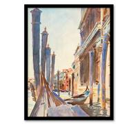 Artery8 John Singer Sargent Framed Wall Art Gondola Moorings on the Grand Canal | Size: A3 Artery8 Multicolor A3