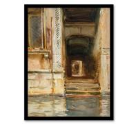 Artery8 John Singer Sargent Framed Wall Art Venetian Passageway Watercolour in Brown | Size: A4 Artery8 Brown A4