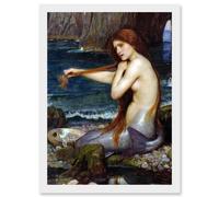 Artery8 John William Waterhouse Mermaid Bathing Water Bathroom Painting A4 Artwork Framed Wall Art Print
