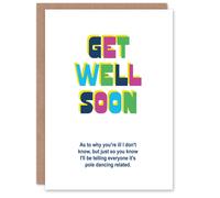 Artery8 Joke Telling Everybody It's Pole Dancing Accident Get Well Card in White Artery8 White
