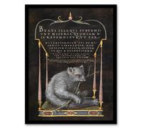 Artery8 Joris Hoefnagel Framed Wall Art Latin Beatitudes with Sloth Illustration in Black | Size: A4 Artery8 Black A4