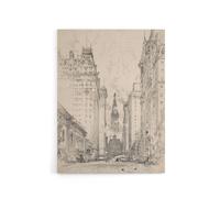 Artery8 Joseph Pennell Broad Street View Pencil Cityscape Canvas Art Print in Grey | Size: W18" x H24" Artery8 Grey W18" x H24"