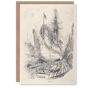 Artery8 Joseph Pennell Large Warship In the Dry Dock Blank Art Greeting Card