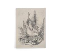 Artery8 Joseph Pennell Large Warship In the Dry Dock Canvas Wall Art Print in Grey | Size: W24" x H32" Artery8 Grey W24" x H32"