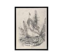 Artery8 Joseph Pennell Large Warship In the Dry Dock Framed Canvas Art Print in Grey | Size: W24" x H32" Artery8 Grey W24" x H32"