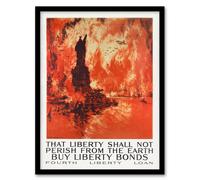 Artery8 Joseph Pennell Liberty Shall Not Perish From The Earth Framed Art in Orange | Size: A4 Artery8 Orange A4