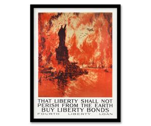 Artery8 Joseph Pennell Liberty Shall Not Perish From The Earth Framed Art in Orange | Size: A4 Artery8 Orange A4