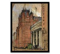 Artery8 Joseph Pennell New York City Hotel Street View Framed Wall Art Print in Brown | Size: W12" x H16" Artery8 Brown W12" x H16"