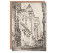 Artery8 Joseph Pennell New York Stock Exchange Cityscape Blank Art Greeting Card