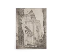 Artery8 Joseph Pennell New York Stock Exchange Cityscape Canvas Wall Art Print in Grey | Size: W24" x H32" Artery8 Grey W24" x H32"