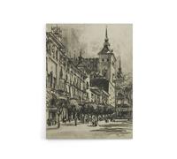 Artery8 Joseph Pennell The Zocodover Toledo Cityscape Drawing Canvas Art Print in Grey | Size: W18" x H24" Artery8 Grey W18" x H24"
