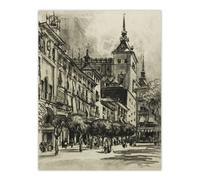 Artery8 Joseph Pennell The Zocodover Toledo Cityscape Drawing Wall Art Print in Grey | Size: W24" x H32" Artery8 Grey W24" x H32"