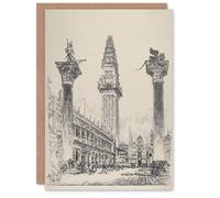 Artery8 Joseph Pennell Venice Rebuilding the Campanile Blank Art Greeting Card