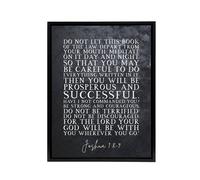 Artery8 Joshua 1 8 9 Be Strong & Bible Quote Framed Canvas Wall Art Print in Grey | Size: W24" x H32" Artery8 Grey W24" x H32"